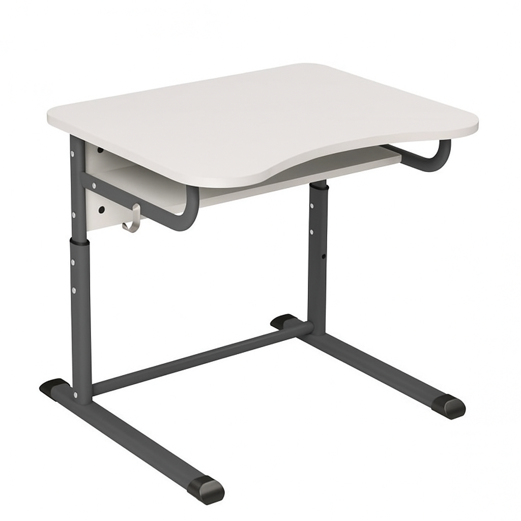 1-місний учнівський стіл з полицею, для шкільних та навчальних закладів, на плоскоовальній трубі, на ростові групи №4-7, ЛЕЛЕКА, 700х589х640-820 мм.